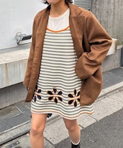 【CIAOPANIC TYPY】H.Sボーダーフラワーカットキャミチュニック