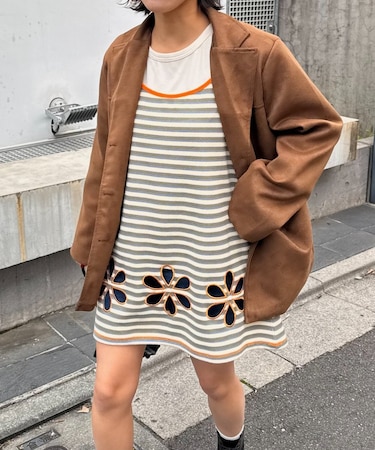 【CIAOPANIC TYPY】H.Sボーダーフラワーカットキャミチュニック