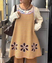 【CIAOPANIC TYPY】H.Sボーダーフラワーカットキャミチュニック