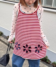 【CIAOPANIC TYPY】H.Sボーダーフラワーカットキャミチュニック