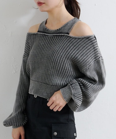 【Kastane】リバーシブルピグメントオフショルタンクニット