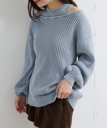 【Kastane】リバーシブルピグメントオフショルタンクニット