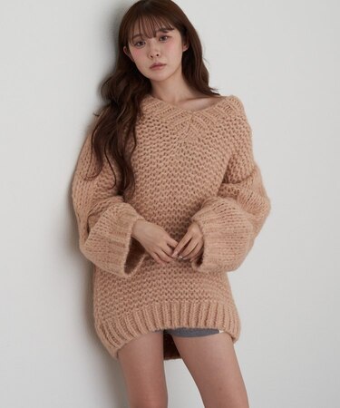 【RAY CASSIN】ケーブルルーズチュニックニット