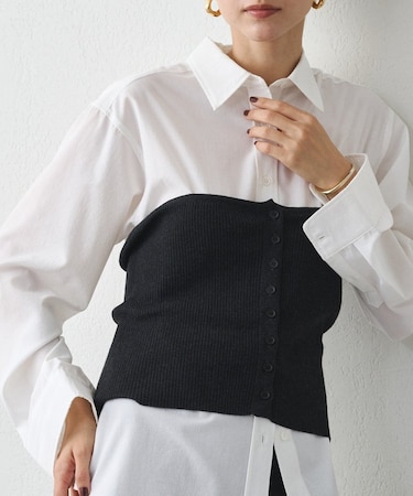 【Loungedress】シャツ＋ニットビスチェセット