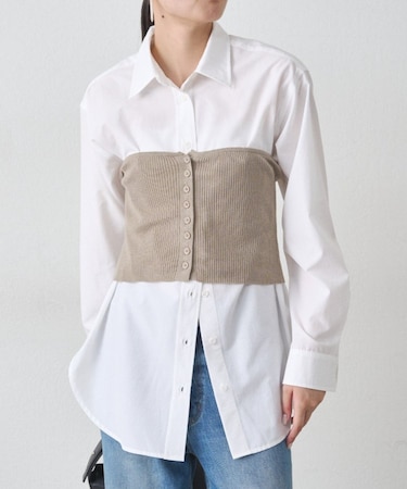 【Loungedress】シャツ＋ニットビスチェセット