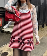 【Ciaopanic】H.Sボーダーフラワーカットキャミチュニック