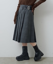 【Kastane】ベルトプリーツミドルスカート