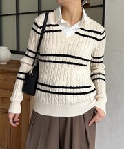 シャツドッキングケーブルボーダーニット