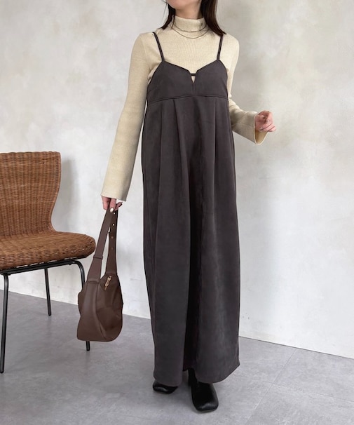 Fスエードビスチェ風キャミワンピース