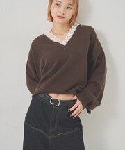 【WHO'S WHO gallery】レースVネックニット