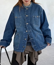 ノーカラーフリンジカバーオール