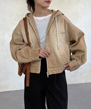 ダック短丈ジップパーカー