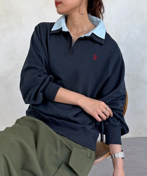 【U.S. POLO ASSN.】レイヤード裏毛プルオーバー
