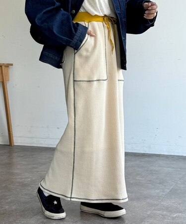 ステッチワッフルナロースカート