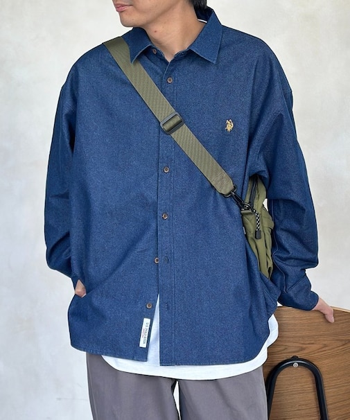 【U.S. POLO ASSN.】1ポイント刺繍デニムシャツ