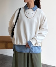 軽量ボンディング裾ボリュームプルオーバー