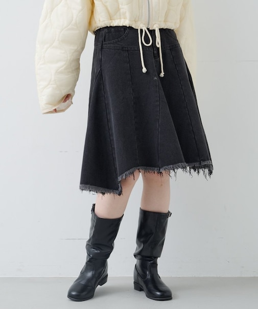 【Kastane】ダメージアシメミドルスカート