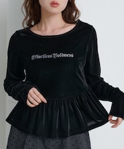 【Kastane】ロゴペプラムベロアトップス