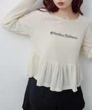 【Kastane】ロゴペプラムベロアトップス