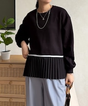 裾プリーツ切替プルオーバー