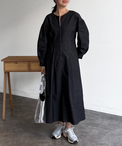デニム切替ワンピース
