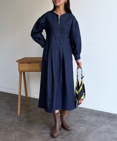 デニム切替ワンピース