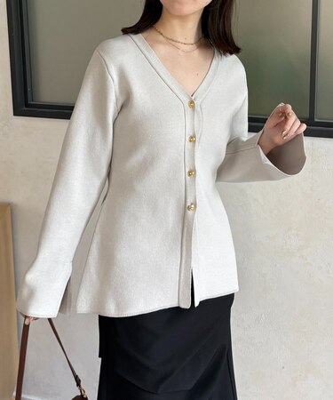 ウエストシェイプGOLDボタンニットカーディガン