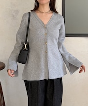 ウエストシェイプGOLDボタンニットカーディガン