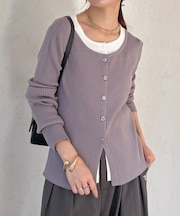 レイヤード風リブニットカーディガン