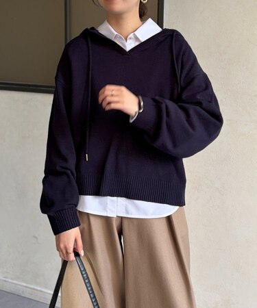 スキッパーニットパーカー