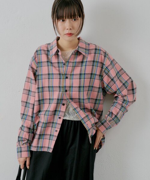 Kastane】【WHIMSIC】ショートレングスフランネルチェックシャツ｜パル
