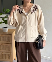 刺繍ニットジャケット