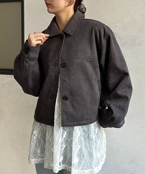 Fスエードショートブルゾン