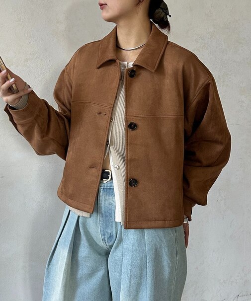 Fスエードショートブルゾン