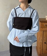 ビスチェ×袖リボンシャツ