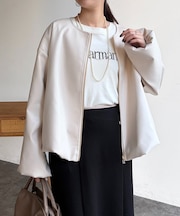 ノーカラーバルーンブルゾン