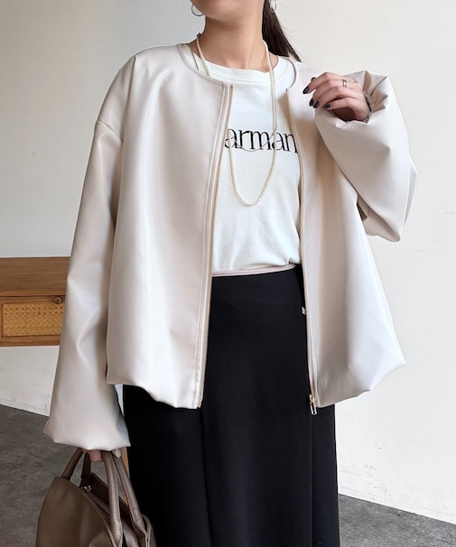 ノーカラーバルーンブルゾン