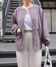 ノーカラースエードブルゾン