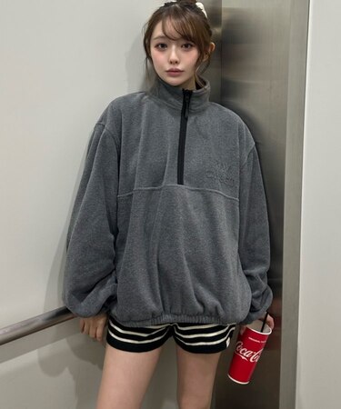 【RAY CASSIN】ハーフジップ胸刺繍フリース