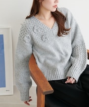 【Discoat】フラワーモチーフ付きプルオーバー