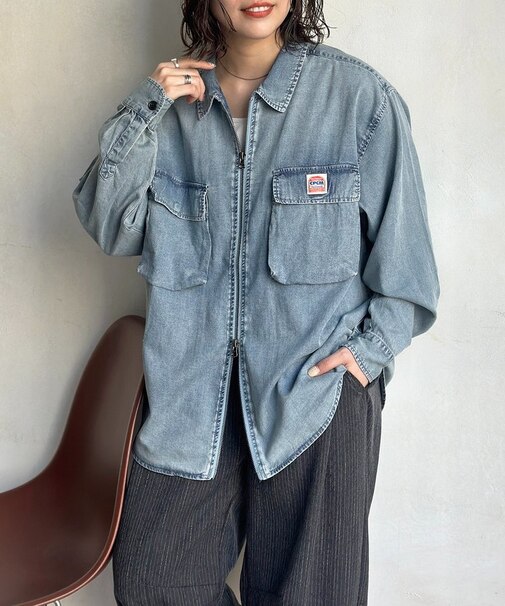 デニムジップシャツ