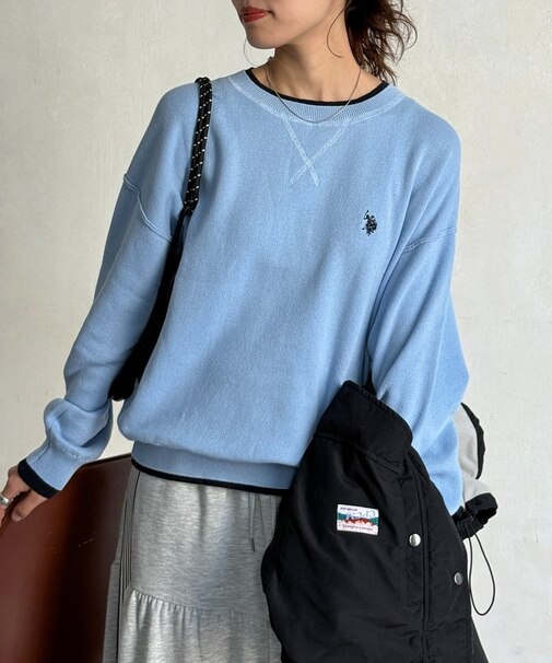【U.S. POLO ASSN.】フェイクレイヤードスウェットライクニット