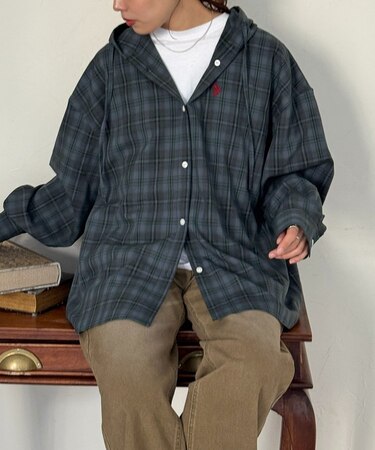【U.S. POLO ASSN.】フードチェックシャツ