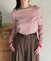 スクエアネックパフスリーブリブプルオーバー