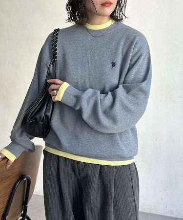 【U.S. POLO ASSN.】配色レイヤークルーニット