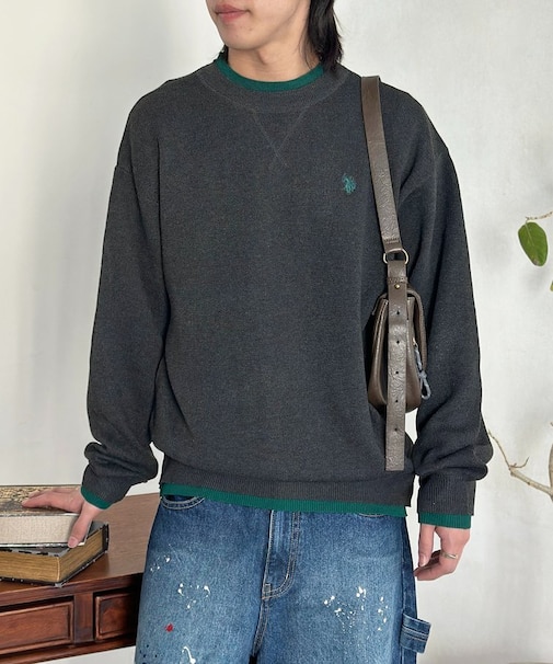 【U.S. POLO ASSN.】配色レイヤークルーニット