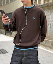 【U.S. POLO ASSN.】配色レイヤークルーニット