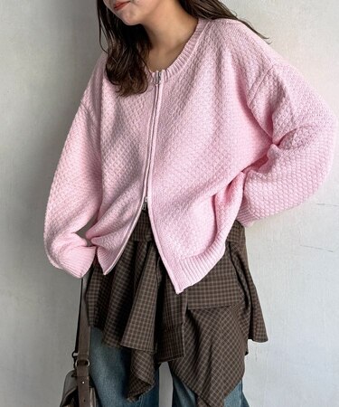 ポコポコニットクルージップカーディガン