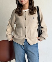 【U.S. POLO ASSN.】畦編み金ボタンカーディガン