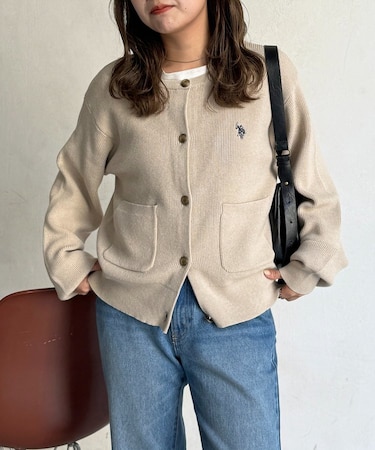 【U.S. POLO ASSN.】畦編み金ボタンカーディガン